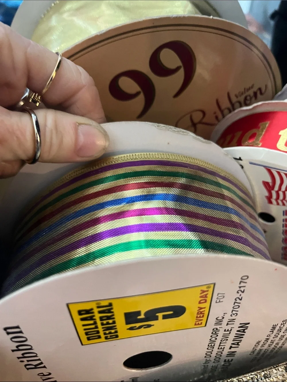 Assorted Decorative Gift Ribbon Set - Gold, Red, Cream, Multicolor